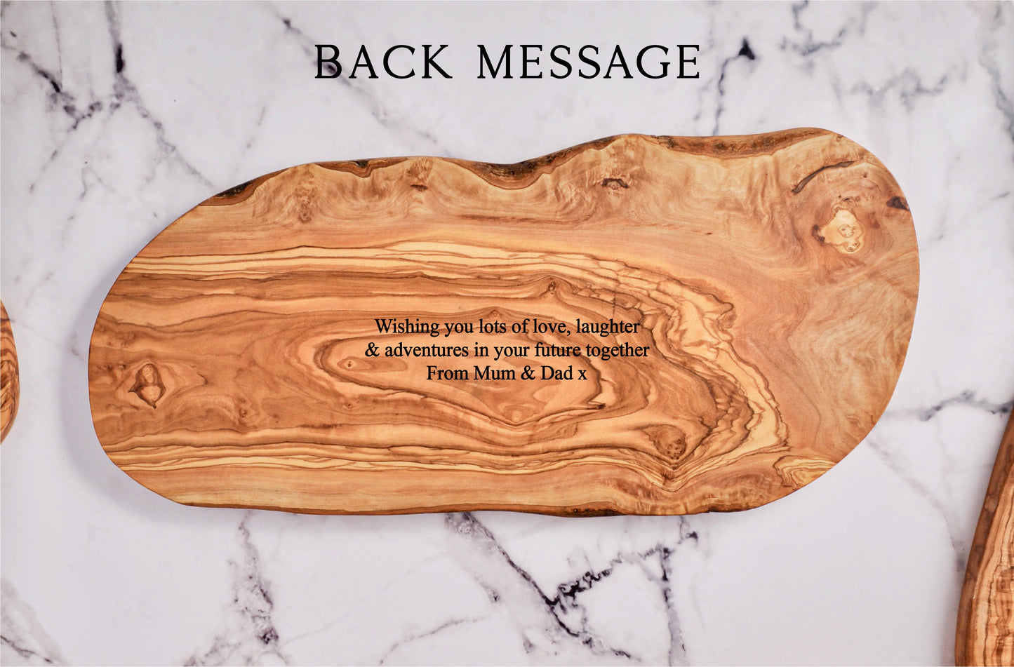 Live Edge Naturally Shaped Olive Wood Board Personalised